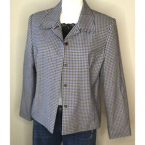 Vintage Joan Leslie Blue & Black Houndstooth Jacket Size 12P